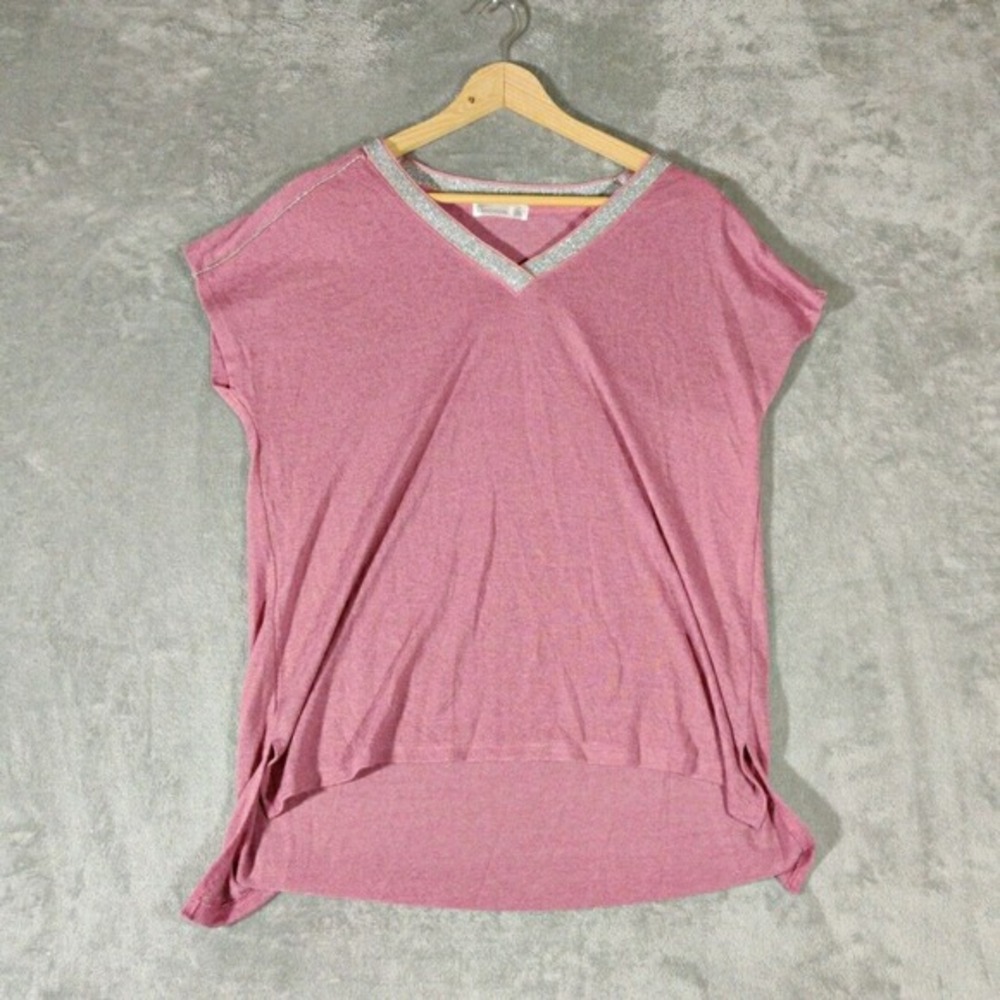 89th & Madison Shirt Womens Large Red Sleeveless‎ Trimmed V Neck Knit